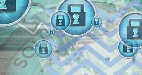 Secure Padlock Icons over Digital Background