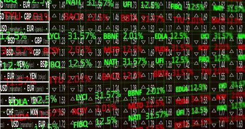 colorful trading board displaying stock and currency tickers - Download Free Stock Images Pikwizard.com