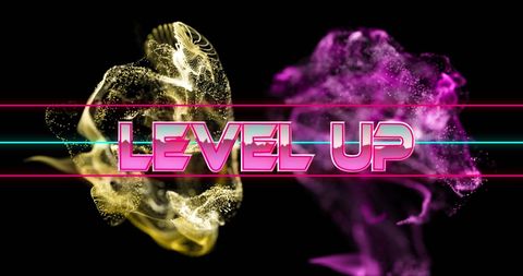 Level Up With Vibrant Abstract Colors and Futuristic Text