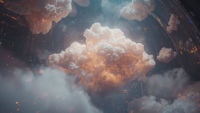 Futuristic Sci-Fi Cloud Chamber with Glowing Embers