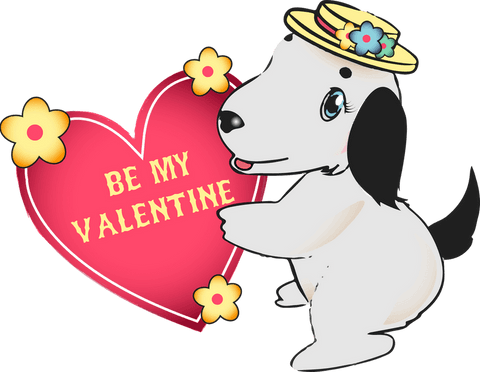 adorable cartoon dog holding valentine heart on transparent background - Download Free Stock Videos Pikwizard.com