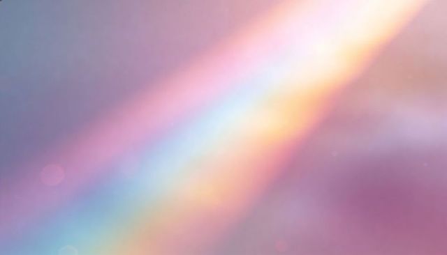 Glowing Diagonal Pastel Light Band with Soft Rainbow Glow and Subtle Bokeh