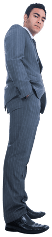 Confident Biracial Businessman in Suit on Transparent Background