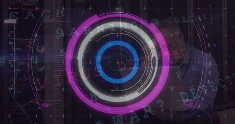 Abstract data processing technology concepts on monitor