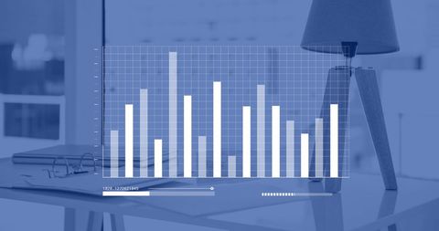 Digital Data Processing on Office Desk with Graph Interface - Download Free Stock Images Pikwizard.com