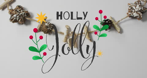 Festive Christmas Greeting with Pinecone Garland