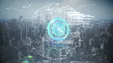 Global Digital Network over Modern Cityscape