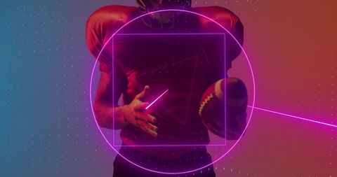 American Football Player Analyzed with Neon Graphics
