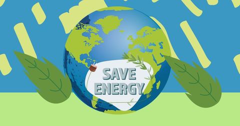 Save energy concept with globe and leaf design