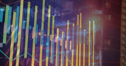 Abstract Financial Data Visualization with Candlesticks and Trend Lines