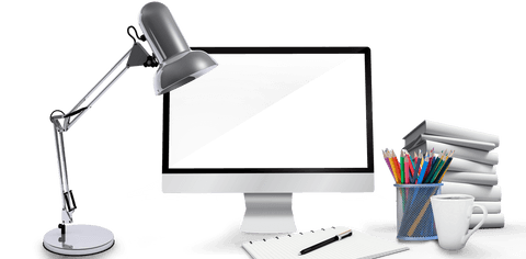 Transparent Studio Workspace with Desk Lamp, Computer, Books - Download Free Stock Videos Pikwizard.com