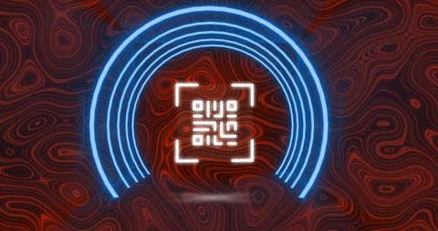 Glowing QR Code with Neon Blue Circle and Red Abstract Background - Download Free Stock Images Pikwizard.com