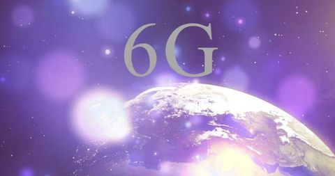 6G Concept Above Earth in Space with Futuristic Digital Design