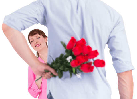 romantic surprise: man hiding roses for special moment - Download Free Stock Videos Pikwizard.com