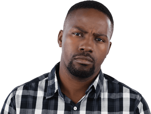 transparent background confused african american man wearing checkered shirt - Download Free Stock Videos Pikwizard.com