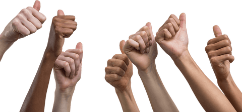 Diverse Women's Thumbs Celebrating Unity Transparent Background