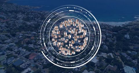 Global Connectivity Concept Over Urban Landscape