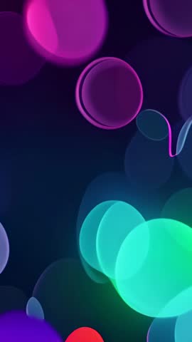 Glowing neon orbs drifting and fading over navy field vertical abstract motion loop