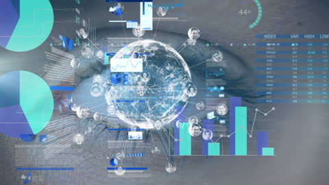 Futuristic Data Visualization Overlapping Human Eye