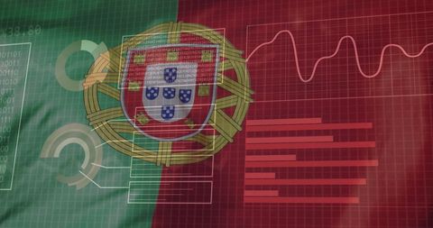 Digital Data Analytics Interface with Portugal Flag Background - Download Free Stock Images Pikwizard.com