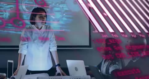 Confident Presenter Leading Innovative Business Discussion