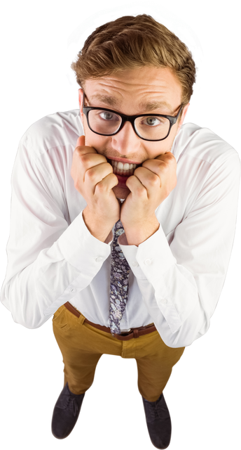 Transparent Image of Nervous Young Businessman Biting Nails - Download Free Stock Videos Pikwizard.com