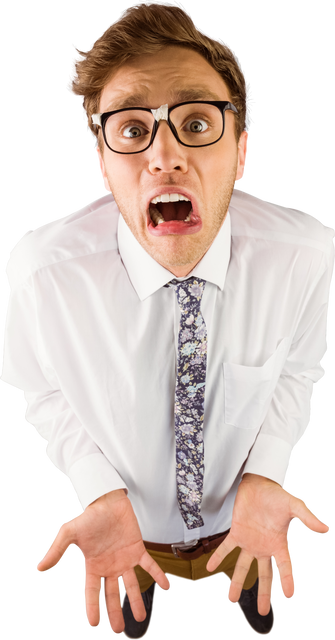 Geeky Businessman Transparent Gesturing in Shock - Download Free Stock Videos Pikwizard.com