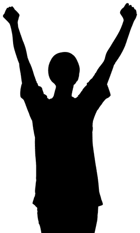 Happy person silhouette with arms up illustration on transparent background