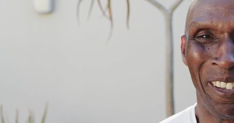 Close-Up of Happy Senior African American Man Outdoors