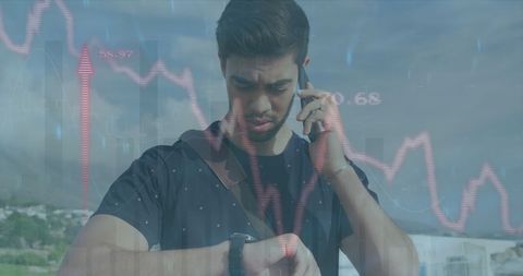 Man on Smartphone Analyzing Digital Financial Data