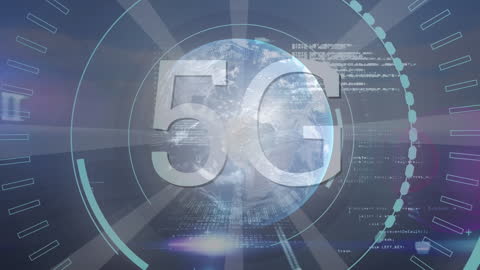 5G Global Network and Data Processing Animation