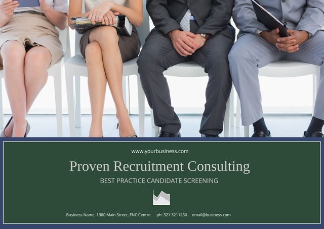 Promoting professional services, the image captures candidates awaiting an interview, symbolizing anticipation and opportunity. Ideal for illustrating corporate environments, job fairs, or human resources-related content.