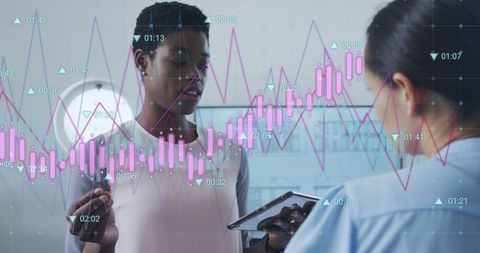 Diverse Team Discussing Business Growth Data in Modern Office