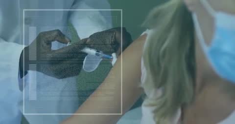 Healthcare Professional Administering Vaccine with Digital Interface Animation