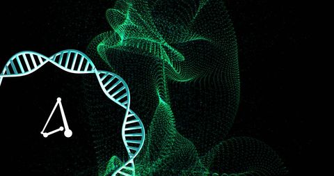 DNA Strand with Green Digital Waves on Black Background - Download Free Stock Images Pikwizard.com