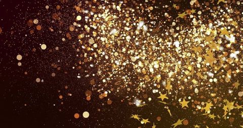 Gold Glitter Explosion Sweeping Across Burgundy Canvas with Star Confetti and Bokeh Glow