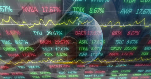 Dynamic Stock Market Display with Globe Overlay