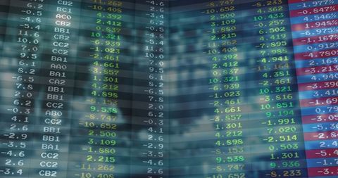 Futuristic digital ticker display at trading floor