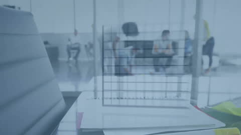 Abstract Animation Representing Financial Data in Modern Office