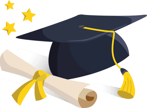 Graduation cap diploma illustration transparent background