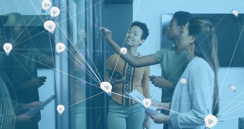 Diverse Team Collaborating With Digital Analytics