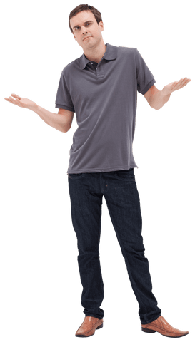 transparent young man in polo shirt shrugging shoulders - Download Free Stock Videos Pikwizard.com
