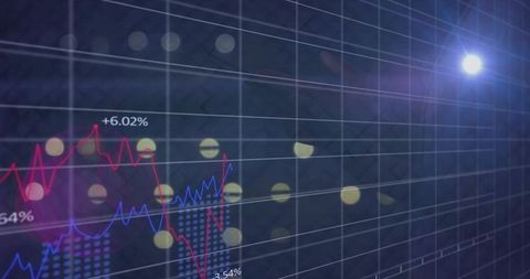 Dynamic Stock Market Data Visualization on Futuristic Digital Interface