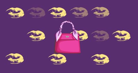 Pink Bag with Lip Pattern on Purple Background - Download Free Stock Images Pikwizard.com