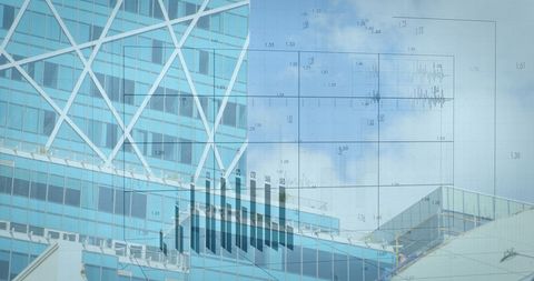 Financial Data Overlay on Modern City Building