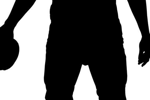 Transparent Midsection of American Football Player with Ball