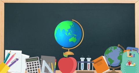 Education Essentials with Globe on Chalkboard Background - Download Free Stock Images Pikwizard.com