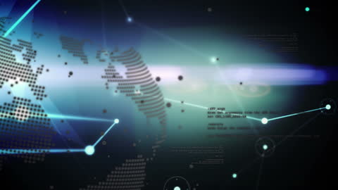 Futuristic Global Data Processing Visualization