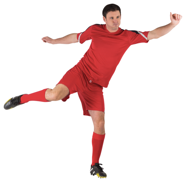 Football Player in Red Kicking Ball on Transparent Background - Download Free Stock Videos Pikwizard.com