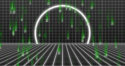 green binary code and digital tunnel grid in virtual cyberspace - Download Free Stock Images Pikwizard.com
